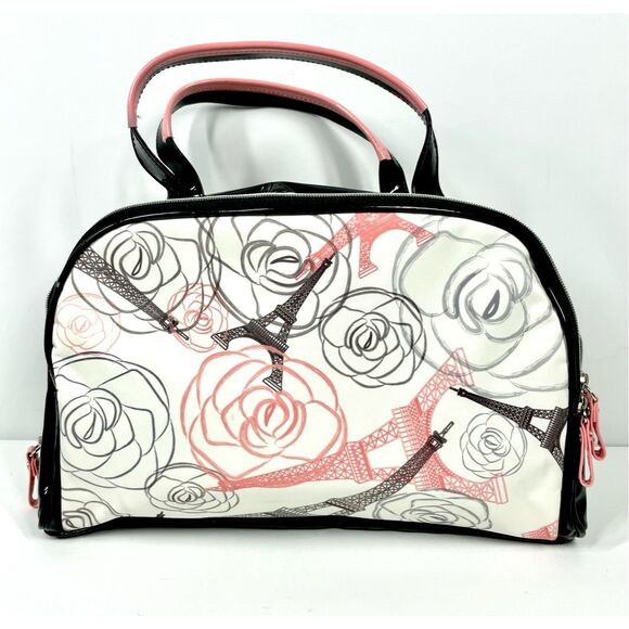 Lancôme Floral Eiffel Tower Paris Makeup Carrying Case Double Zip Around Handle - Picture 3 of 8